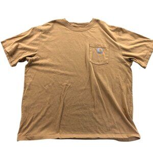 Carhartt Men Work T-Shirt XL Original Fit Tan K87 Pocket Tee Casual Short Sleeve